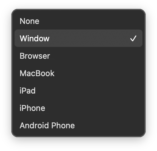 Clap’s Showcase menu, Window chosen